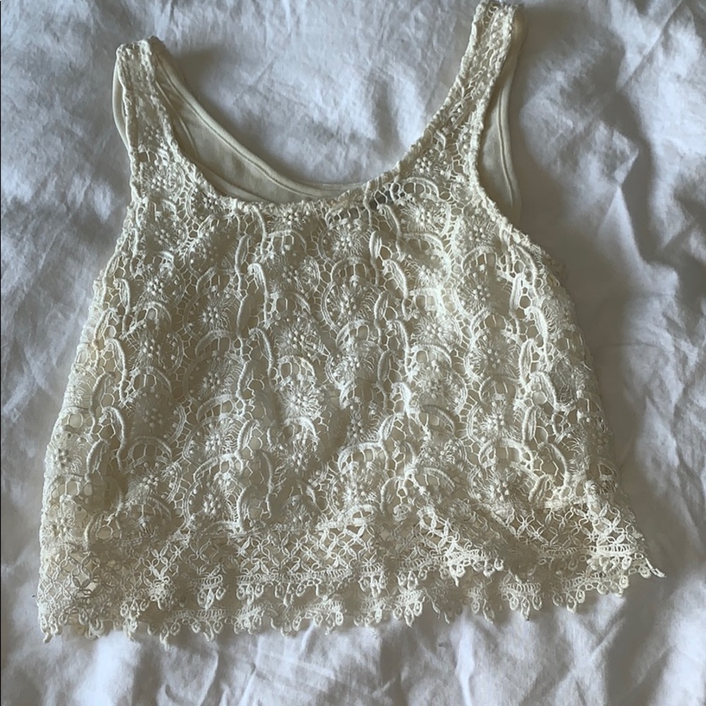 Laced white sleeveless top